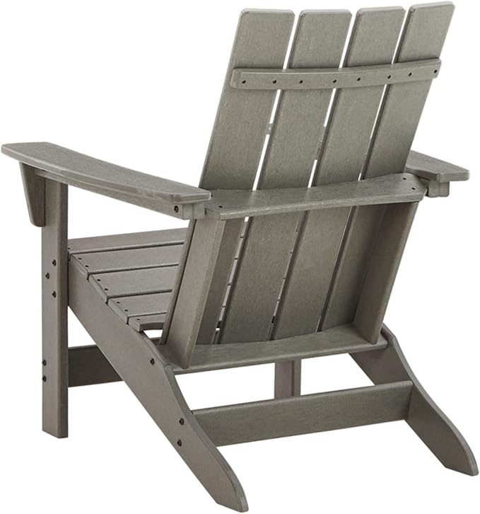 Signature Design by Ashley Visola Outdoor Patio HDPE Weather Resistant Adirondack Chair, Gray