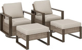 Outdoor Wicker Metal Chairs Set of 2 with Two Ottomans, 360 Degree Glider Rockers Armchairs - Photo 6