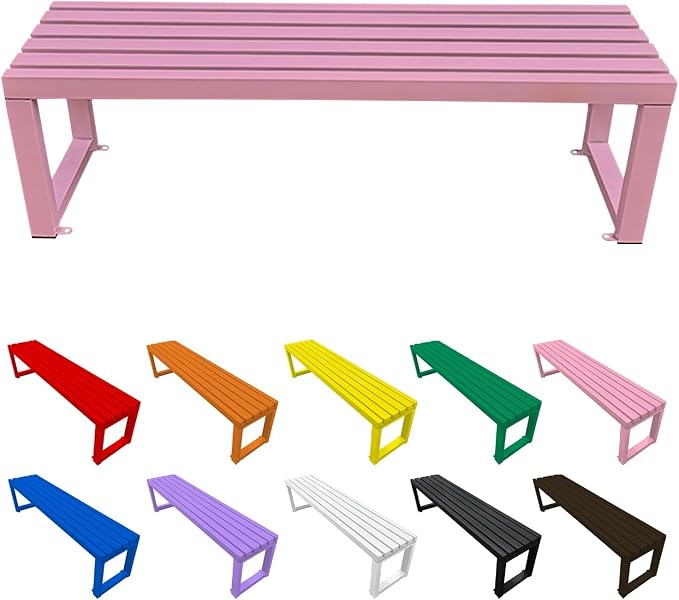 Metal Garden Bench Outdoor Seat 2-Person Patio Benches Park Bench Backless Chair Front Porch Seat 3.3ft 3.9ft 4.9ft 5.9ft Weatherproof Chair for Yard Porch Lawn(Lightpink,5.9ft)