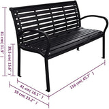 BOWERY HILL Contemporary Steel Garden Bench, Matte Black Finish, 116 cm Wide, Rectangular Design - Photo 7