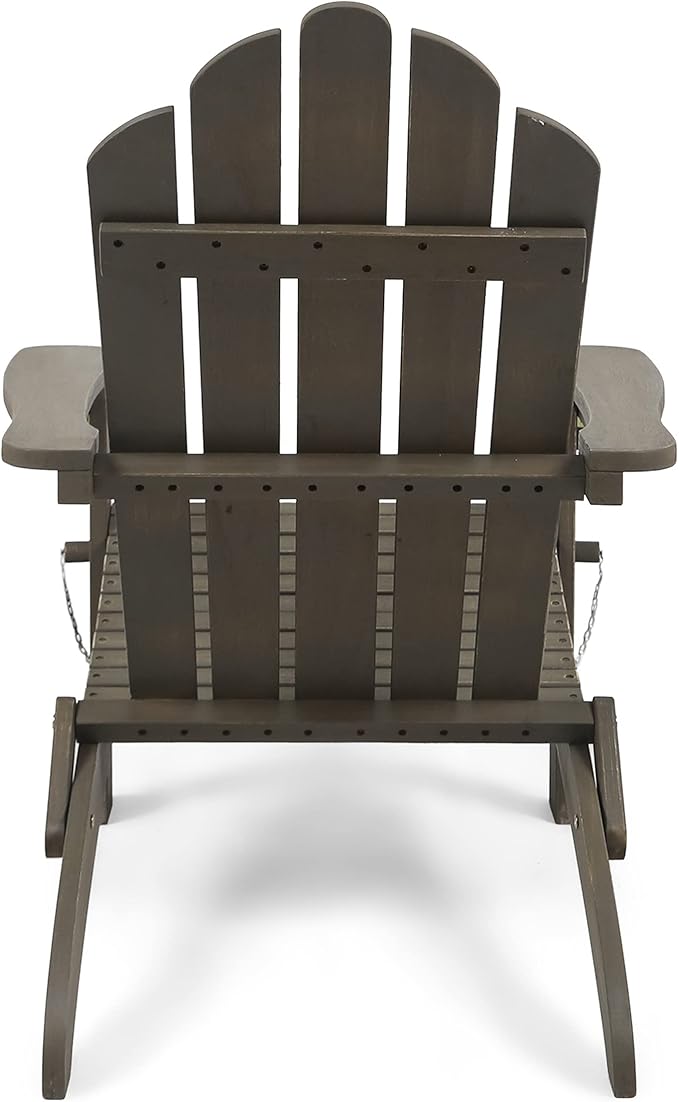 Christopher Knight Home Foldable Adirondack Chair Outdoor Acacia Wood Patio Chair with Slat Panel Design and Compact Folding Frame for Porch Backyard