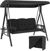 AECOJOY Outdoor Porch Swing with Cover, 3-Seat Patio Swings with Adjustable Canopy - Photo 1