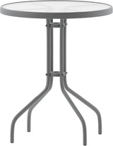 Flash Furniture Bellamy 23.75'' Round Tempered Glass Metal Table, Silver - Photo 1