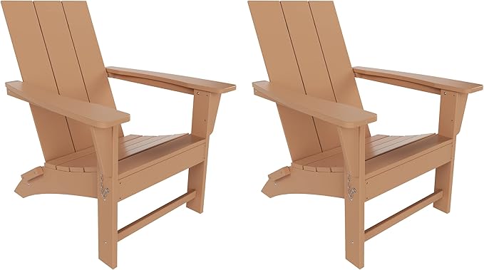 WestinTrends Ashore Modern Outdoor Folding Adirondack Chair (Set of 2), Teak