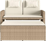 Reclining Patio Bench with Cushions Beige Poly Rattan Outdoor Bench Garden Bench Deck Bench Porch Bench for patios - Photo 6