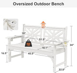 Oversized Outdoor Bench Set of 2, 51.5” HDPE Aesthetic Garden Bench with Cup Holders - Photo 3