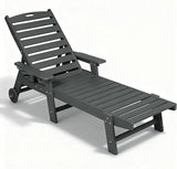 Lounge Chair Outdoor with Wood Texture, Oversized Chaise Lounge Chairs Outside with 5-Position Adjustable Backrest - Photo 3