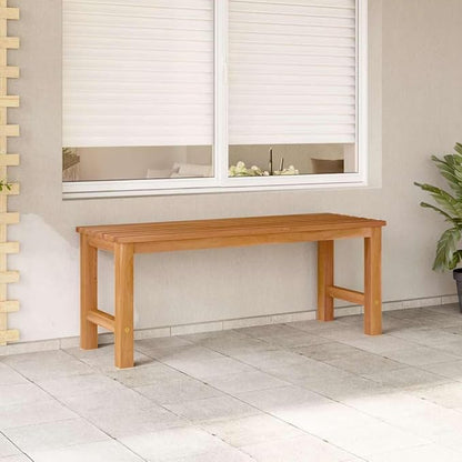 Solid Teak Wood Bench 45 Inch Rectangular Strong Garden Seating for Outdoor Patio Indoor Living Room Durable Furniture