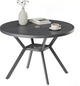 42" Outdoor Patio Table Dining Table, All Weather Metal Round Patio Table with Adjustable Umbrella Hole - Photo 1