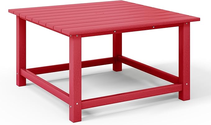 WestinTrends Malibu Low Outdoor HDPE Square Patio Coffee Table, Red - Photo 7