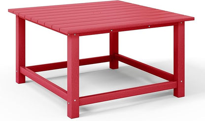 WestinTrends Malibu Low Outdoor HDPE Square Patio Coffee Table, Red