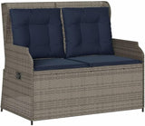 2-Seater Reclining Patio Bench with Cushions, Adjustable Garden Loveseat - Photo 3