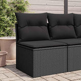 vidaXL Garden Chair Armless with Cushions Black Poly Rattan - Photo 2