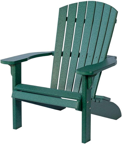 Leisure Lawns Poly Plastic Fanback Adirondack Chair, Outdoor Patio Chair - Amish Made in USA (Green)