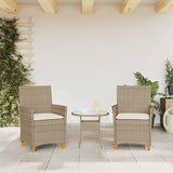 Patio Chairs with Cushions 2 pcs Beige Poly Rattan&Solid Wood, Suitable for patios, Gardens, Balconies - Photo 4