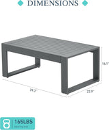 BPS Aluminum Outdoor Patio Furniture Coffee Table, Modern Rectangle All-Weather Patio Metal Coffee Side Table - Photo 3