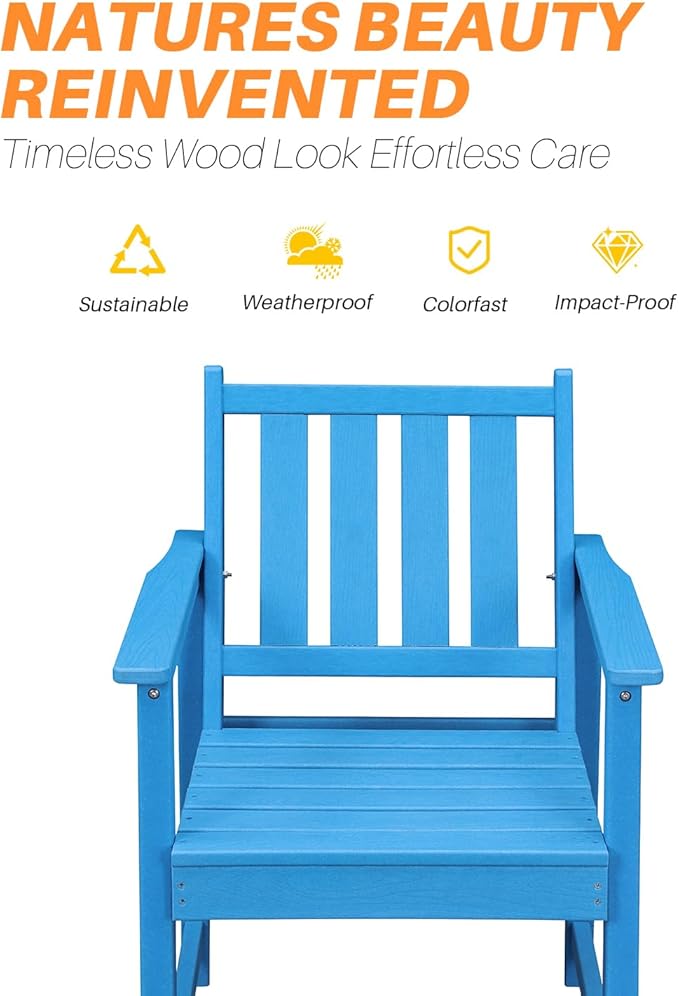 Patio Dining Chair Set of 2, HDPE Outdoor Dining Chair, Ergonomic HDPE Dining Chairs with Deep Seating - Photo 6