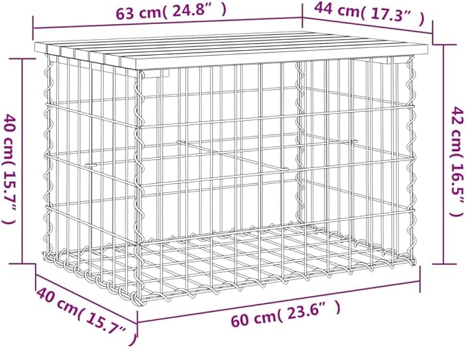Garden Bench Natural Pine Wood Solid Pine Wood Compact Durable Rustic Design for Outdoor Patio Seating 2-Person Gabion Style