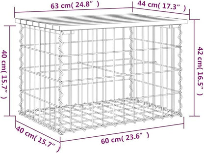 Garden Bench Natural Pine Wood Solid Pine Wood Compact Durable Rustic Design Outdoor Seating for Two with Gabion Feature
