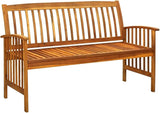 Garden Bench Deck Bench Patio Bench with Cushion 57.9" Solid Acacia Wood - Photo 3