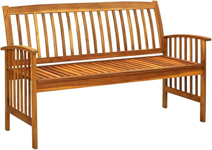Patio Bench,Rustic Outdoor Patio Bench,Porch Chair,Wood Garden Bench,with Backrest and Armrests,for Outdoor,Park,Yard,Patio,Parkwith Cushion 57.9" Solid Acacia Wood(Easy to Assemble)