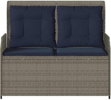 Reclining Garden Bench Gray Poly Rattan Outdoor Seating for Patio Balcony Porch 40.9 Inch Modern Loveseat with - Photo 5