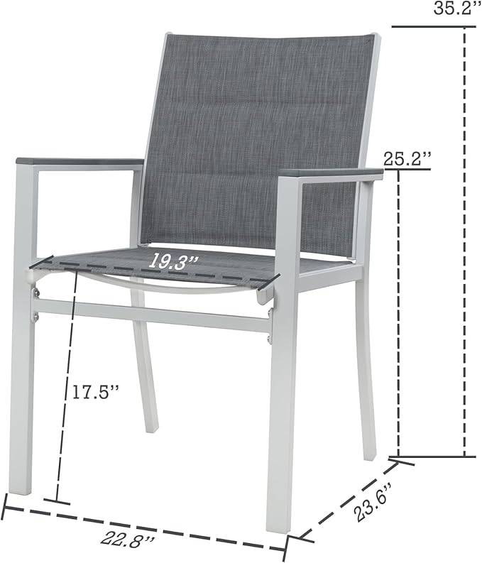 Kozyard 7 Piece Outdoor Patio Dining Set for 6, Patio Table and 6 Chairs Set, All-Weather Metal Dining Table with Textilene Chairs for Backyard, Deck, Garden