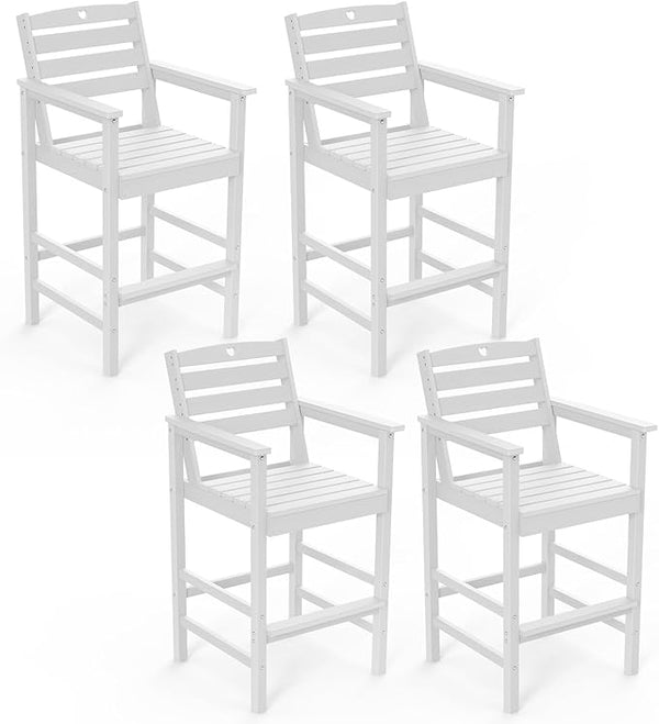 Patio Bar Table, Adirondack Chairs and Table 4 Pieces Set, Bar Height Chairs Set of 4, Outdoor Bar Stools Set - Photo 1
