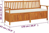 Storage Bench with Cushion, WoodenPatio Storage BenchOutdoor Garden Bench, Bench with Backrest for Patio, Garden, Yard - Photo 2