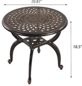 Cast Aluminum Outdoor Side Table, All Weather Round Small Coffee Table for Patio,Park,Lawn,Yard (21" Bronze) - Photo 3