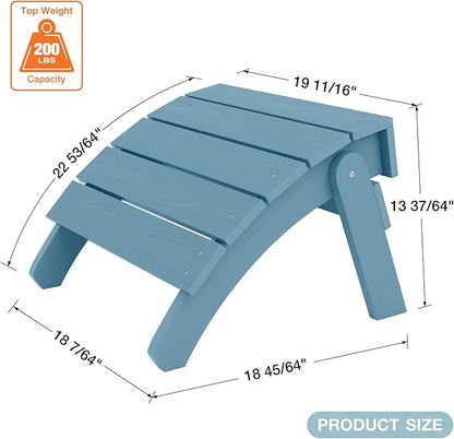 YEFU Adirondack Ottoman Set of 4, Adirondack Foot Rest, Patio Foot Rest, Folding Adirondack Footstool, Weather Resistant for Adirondack Chair, Widely Used for Outdoor, Porch, Backyard, Fire Pits-Blue