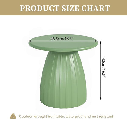 Round Metal Outdoor Patio Side Table, Steel Outdoor Accent Table, Small Patio End Table, for Garden, Pool, Yard, Balcony, Living Room, Deck, Weather Resistant, No Assembly, Green