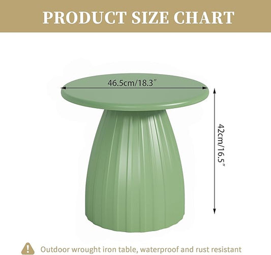 Round Metal Outdoor Patio Side Table, Steel Outdoor Accent Table, Small Patio End Table, for Garden, Pool, Yard, Balcony, Living Room, Deck, Weather Resistant, No Assembly, Green