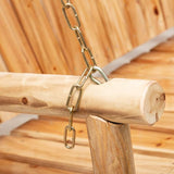 Outdoor Porch Swing Front Porch Hanging Wooden Bench Swing 2 Seat Chair for Garden, Patio, Backyard, Playground - Photo 5