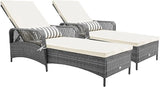 Tangkula Wicker Chaise Lounge Outdoor Set of 2, Patio Rattan Reclining Chaise with 6-Gear Adjustable Backrest - Photo 1