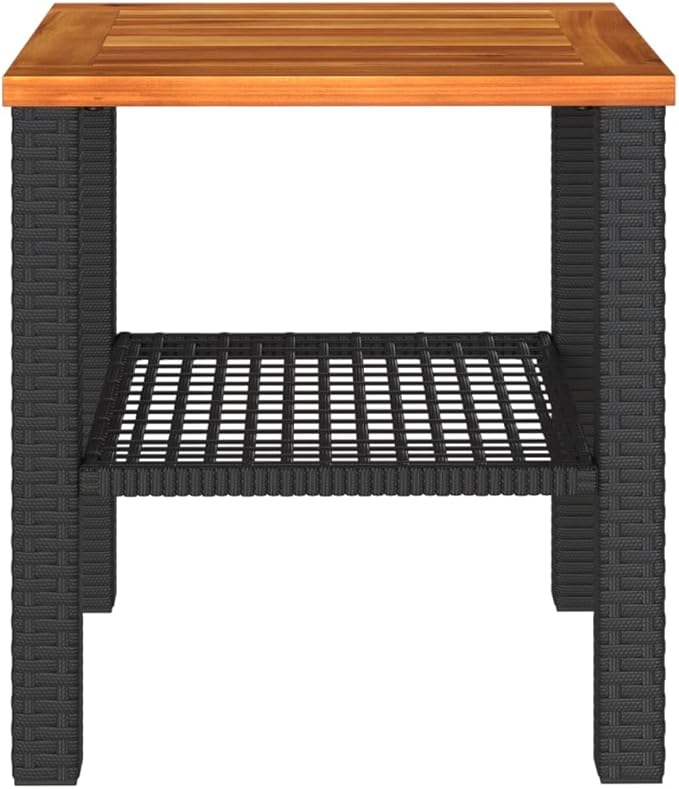 Small Square Garden Table, Outdoor Patio Side Table with Poly Rattan and Steel Frame - Photo 5