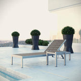 Modway Shore Aluminum Outdoor Patio Chaise Lounge Chair and Side Table Set in Silver Gray - Photo 2