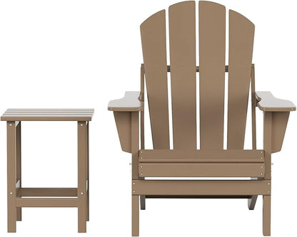 WO WESTIN OUTDOOR HDPE Laguna Outdoor Poly Adirondack Chair with Side Table, Weathered Wood