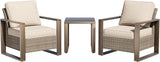Outdoor Wicker Metal Chairs Set of 2 with Matching Side Table - 3 Pieces Patio Bistro Set with Removable Olefin Fabric - Photo 1