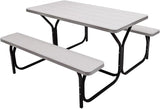 Giantex Picnic Table Bench Set Outdoor Camping All Weather Metal Base Wood-Like Texture Backyard Poolside Dining Party - Photo 1