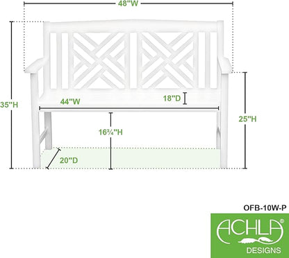 Achla Designs Fretwork Garden Bench, 4 ft White