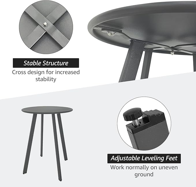 Outdoor Side Table, Weather Resistant Patio Small Outdoor Indoor Round Metal Steel Small Side Table - Photo 5
