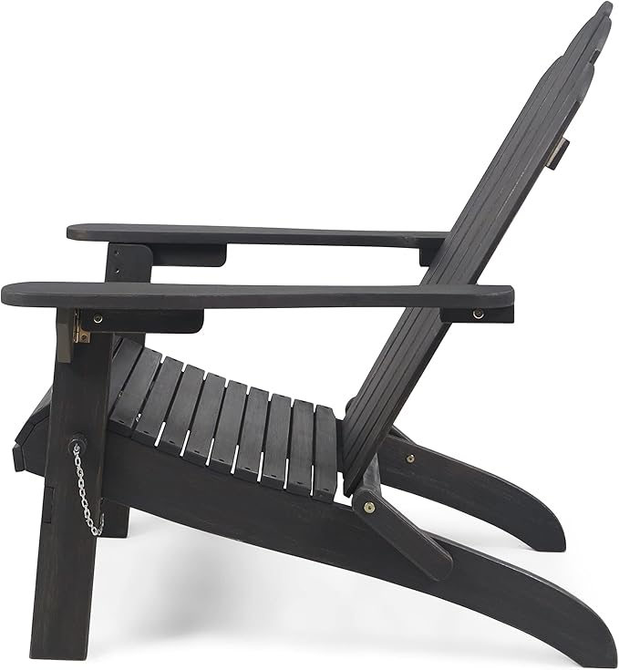 Christopher Knight Home Foldable Adirondack Chair Outdoor Acacia Wood Patio Chair with Slat Panel Design and Compact Folding Frame for Porch Backyard