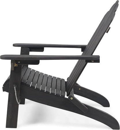 Christopher Knight Home Foldable Adirondack Chair Outdoor Acacia Wood Patio Chair with Slat Panel Design and Compact Folding Frame for Porch Backyard