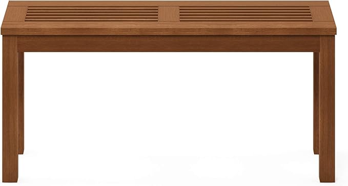 Furinno TIOMAN Outdoor Bench, Backless Garden Bench with Slatted Top, for Patio, Deck, Garden, 11.9" x 39.3" x 18.5", Light Wood