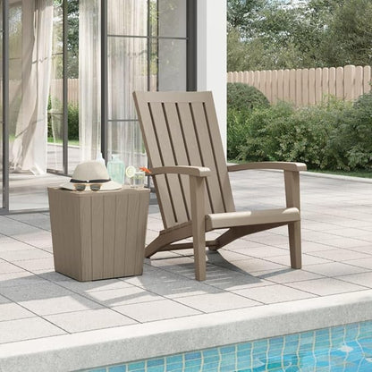 Light Brown Garden Adirondack Chair Polypropylene Standard, Durable Outdoor Furniture for Patio, Balcony, and Garden, Weatherproof and Comfortable Seating with Classic Rustic
