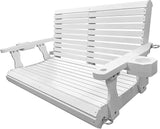 Wooden Porch Swing 2-Seater, Bench Swing with Cupholders, Hanging Chains and 7mm Springs, Heavy Duty 800 LBS - Photo 8