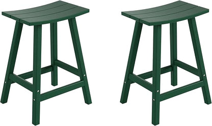 WestinTrends Malibu 2 Piece Set of 29 Height Outdoor/Patio Saddle bar stools, Dark Green