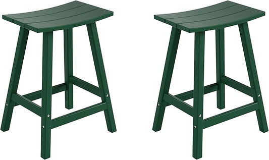 WestinTrends Malibu 2 Piece Set of 29 Height Outdoor/Patio Saddle bar stools, Dark Green