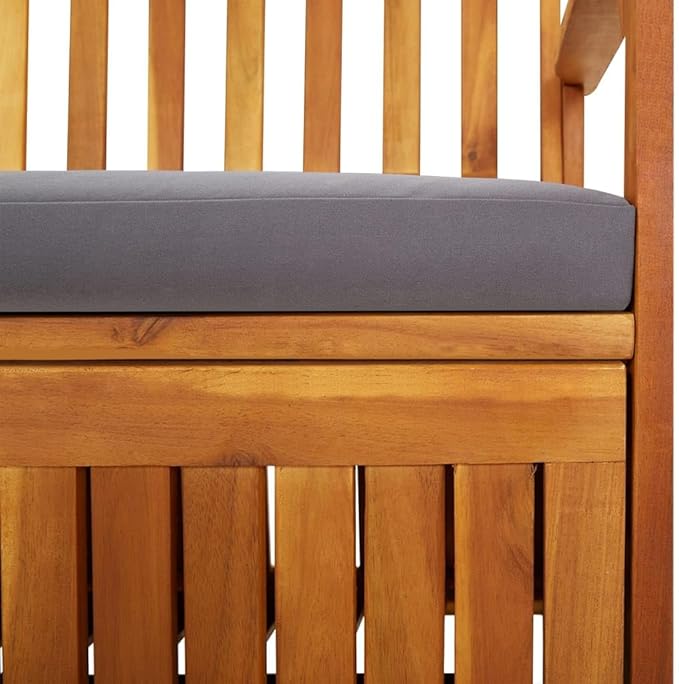vidaXL Bench Black Solid Acacia Wood Large Storage Bench Rectangular